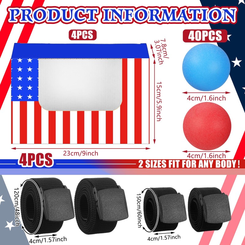 Lunmon 4 Sets Red White Blue Games Swing Shaking Balls