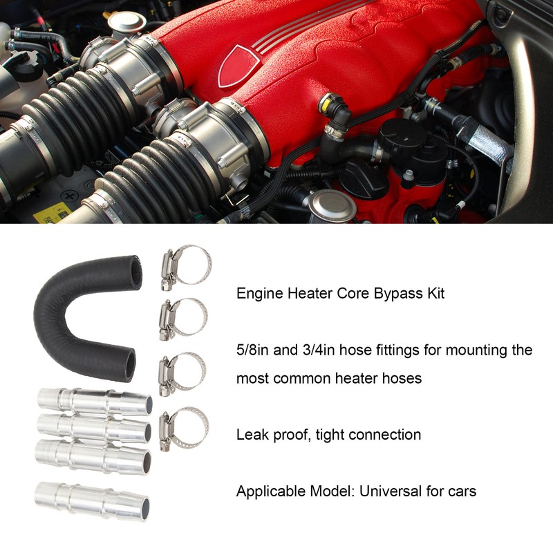 Engine Heater Core Bypass Kit 5/8in 3/4in Hose Fitting Aluminum