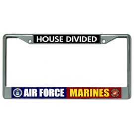 house divided air force marine corps family military logo license plate frame