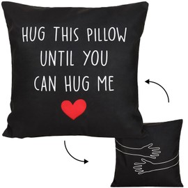 COLOFALLA Long Distance Relationship Gifts Cushion Cover Pillow 45x45cm Girlfriend Boyfriend Gifts Christmas Valentines Gifts for Him Her Hug This Pillow Until You Can Hug Me