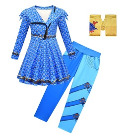 laughZuaia Kids Girls Zipper Dress + Pant Set Princess Red Bridget Chloe Cosplay Costumes Party Dress up Role Play Outfits(140, blue)
