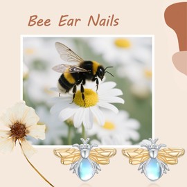 POTOPYY Animal Stud Earrings 925 Sterling Silver Dolphin/Butterfly/Sea Turtle/Frog/Axolotl Stud Animal Earrings Jewelry Birthday Christmas Gifts for Women, Large, Sterling Silver, Moonstone