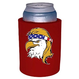 Bald Eagle Mullet Thick Foam Can Coolie (Red, 2 Pack)