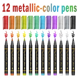 Temporary Tattoo Markers, 12 Metallic Markers and 150 Tattoo Stencil Designs, Cosmetic Tattoos Pens for Kids and Adults, Summer Style
