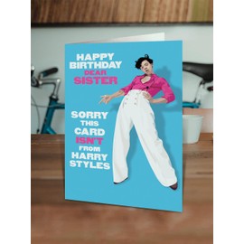 Brainbox Candy - Funny Sister Birthday Card - 'This Card Isn't From' - Harry Styles Themed Card - Great Joke Cards For Siblings With A Sense Of Humour