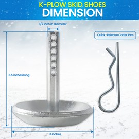 AR-PRO Replacement Snow Plow Skid Shoes for Compatible with ATV/UTV Polaris K-Plow 2205071 and 2208864 - Hardened Steel Snow Plow Non-Slip Base with Quick-Release Cotter Pins (2-Pack, Black)