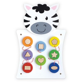 SPARK & WOW Zebra Activity Wall Panel | Ages 18m+ | Montessori Sensory Wall Toy | Nesting Shape Activity | Busy Board | Toddler Room Decor