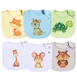 Cotton Waterproof Baby Bibs for Girls for Drool Teething with Snaps,Oeko-TEX Certified Print