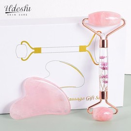천연 얼굴 마사지 롤러 구아샤 스크레이퍼, 더블 헤드, 옥 스톤 스킨 케어 로즈 쿼츠, 바디 [07 Gua Sha A] Natural Face Massage Roller Gua Sha Scraper, Double Head, Jade Stone Skin Care Rose Quartz, Body [07 Gua Sha A]