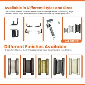 Swinging Cafe Doors - 6" Double Action Hinge – Heavy Duty Door Hinges for Saloon & Cafe Bar Swinging Doorways – Commercial Grade, Adjustable Tension for High Traffic Use, Satin Chrome, 1 Unit