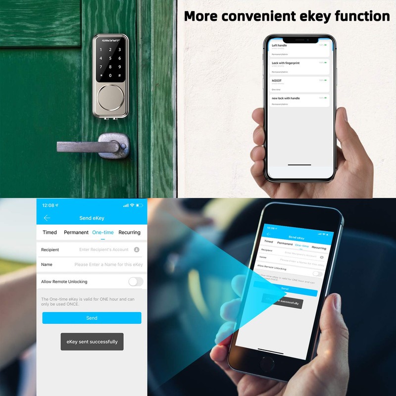Smart Lock,SMONET Keyless Entry Door Lock,Remote Lock/Unlock for Home Security,Easy