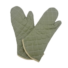 Linwnil 17 Inch Extra Long Heat Resistant Oven Gloves New Cotton Oven Mitts Kitchen Gloves High Temperature Cooking Tool BBQ Gloves (17" Green)