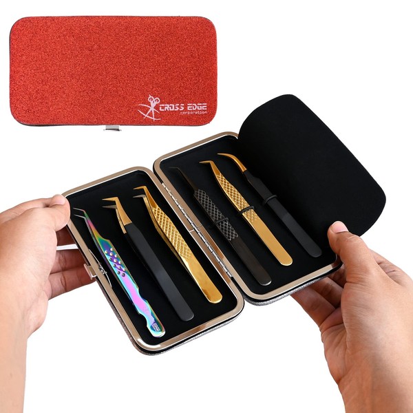 Cross Edge Corporation Empty Glittery Eyelash Extension Tweezers Storage Case