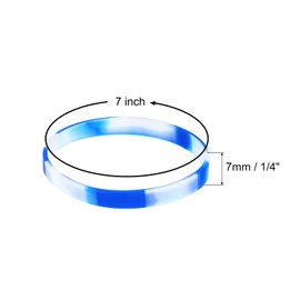 MECCANIXITY Bracelets Wristbands 1/4 Inch Width for Sports Club,Group Games,Party Favors Fashion Party Sports Accessories,Plain Solid Color Wristbands,Blue,White Pack of 3