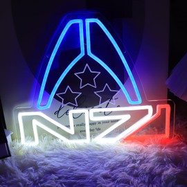 FUENDKF N7 Emblem Game Neon Signs for Wall Decor,Dimmalbe LED Neon Lights for Game Fans Birthday Gifts Omni Blade LED Light Wall Sign Lamp Art Decor(Blue)