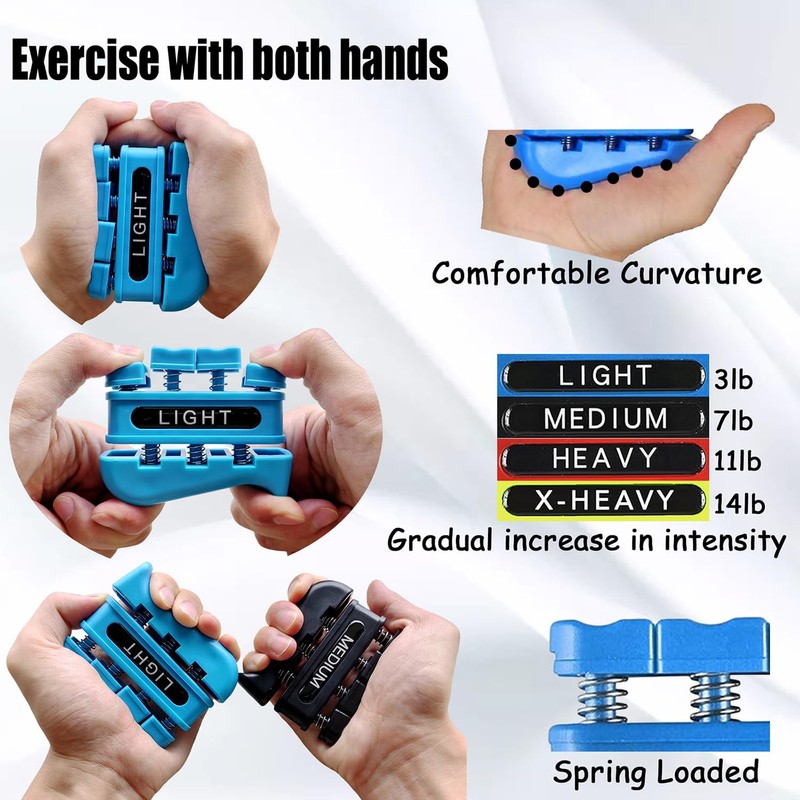 4 Weights Grip Strength Trainer Set,Hand Grip Finger Exerciser,Finger Strengthener,Work