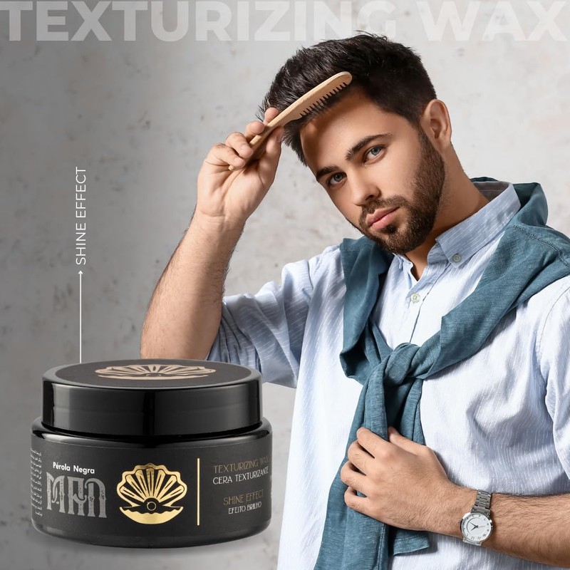 Pérola Negra Texturizing Wax for Men, Extra-Strong Hold, Shine Effect,