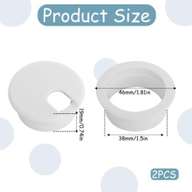 Cable Grommet Desk White 38 mm Cable Hole Cover Plastic Desk Cable Grommet White Desk Duct Cable Pass Table for Table Office Desks, Pack of 2