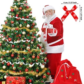 WILLBOND 400 Pieces Satin Ribbon Bows Christmas Small Multicolored Ribbon Bows Glitter Bowknot for Xmas Crafts Ornaments Wedding Birthday Home Decoration Present Wrapping Supplies