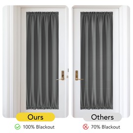 NICETOWN Door Curtain for Window, 100% Blackout Privacy French Front Door Shade Thermal Insulated Window Covering for Kitchen Living Room Bedroom, 1 Panel, Grey, 25" W x 72" L