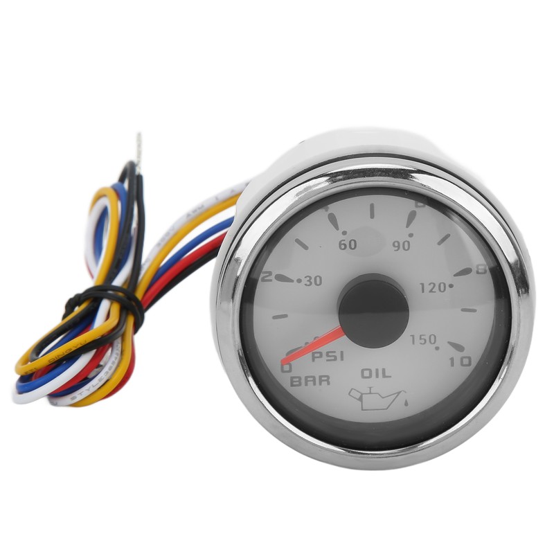 Oil Pressure Gauge Pointer 52mm/2.0in 10‑184Ω Colourful Backlight Adjustable Universal