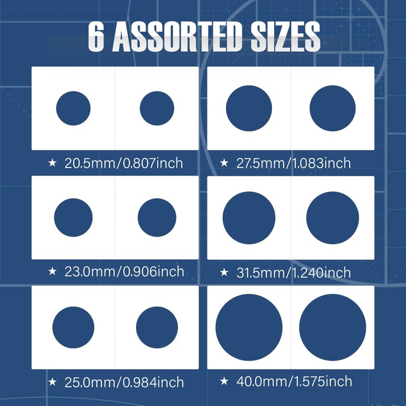Boen 600PCS Coin Flips in 6 Sizes Cardboard Coin Holders