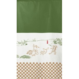 Noren 91172 Choju-Giga Tapestry for Stores, Stylish, Checkered, Width 33.5 x Length 59.1 inches (85 cm) x Length 59.1 inches (150 cm)