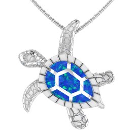 Belinda Jewelz - Collar con colgante de tortuga de plata de ley 925 para mujer Azul