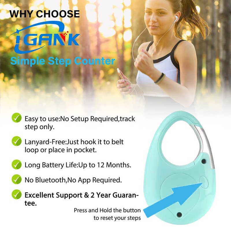 iGANK Simple Walking Pedometer Step Counter for men women kids