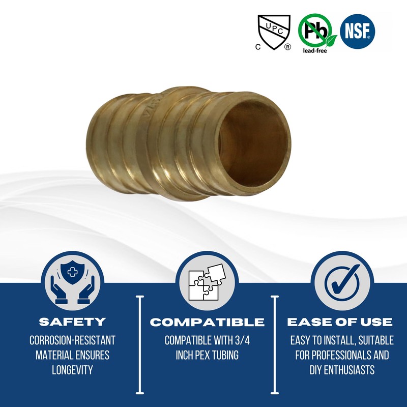 Generic Pex Fitting Straight Couplings 10 PK/Brass / 0.75