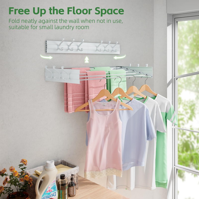 Wall Mounted Drying Rack 31.5", Foldable Clothes Drying Rack with
