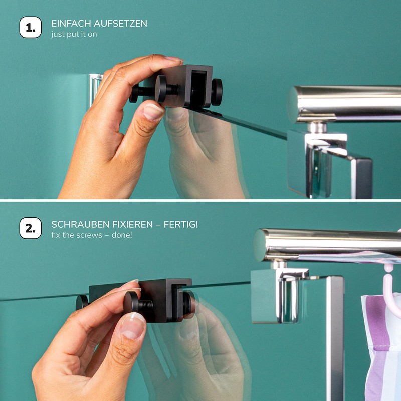 Glass Shower Wall Hook Rack Double Hook Rack with 4