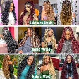 BATISI Curly Braiding Hair Ombre Brown Curly Crochet Hair for Black Women 1 Pack Ocean Wave Crochet Hair 30 Inch #1bT30 Deep Wave Wavy Braiding Hair