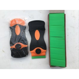 Ptc 100 Pcs Plastic Single Edged Razor Blades & 2 Pc Scraper Removal