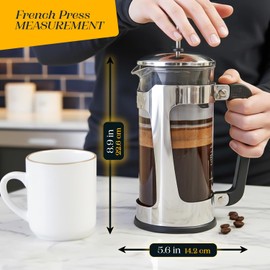 ESPRO P5 French Press Coffee Maker – Patented Double Micro-Filter for Grit Free Brew, Heat-Resistant Thicker Borosilicate Glass Coffee Press – 18 oz