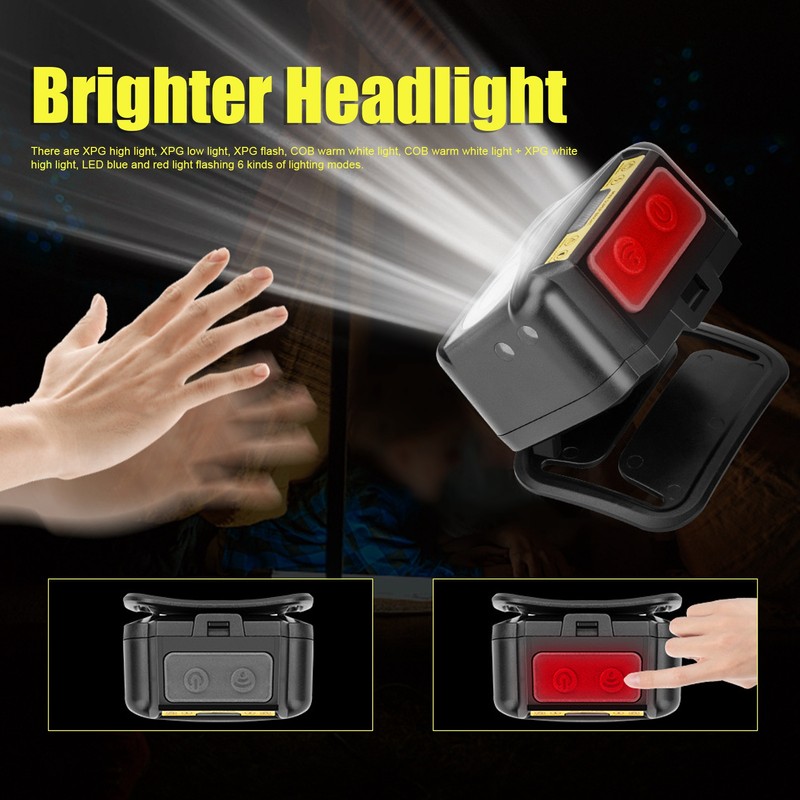Brighter Headlight XPG+COB USB Human Induction Charging Outdoor Waterproof Hiking