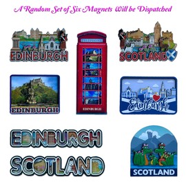 LILAJ Scottish Fridge Magnets 6-Pack - Edinburgh Castle, Telephone Box, Westie Dog, Thistle, Nessie & Saltire Flag | Highland Travel Souvenirs