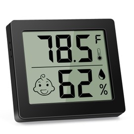 Room Thermometer Indoor Hygrometer, Hygrometer Indoor Humidity Thermometer with Maximum and Minimum Records, Humidity Gauge for Home, Humidity Meter for Room, Basement, Reptile Terrarium（Black）