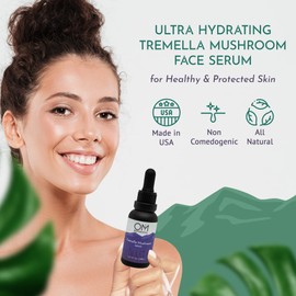 Organic Tremella Mushroom Facial Serum | Twice The Hydration of Hyaluronic Acid Without The Sticky Mess | Ultra-hydrating, Microbiome Friendly All Natural, Organic, Vegan Serums for Face