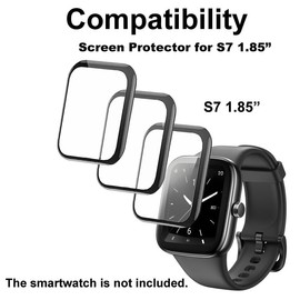 smaate 3D Screen Protector Compatible with S7 1.85 inches TOZO Smartwatch, PMMA, Full Coverage, 3 Pieces