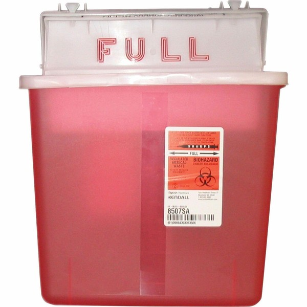 Covidien K5SS1007SA Sharps Container w/ Counter Balanced Lid 5 Quart Red