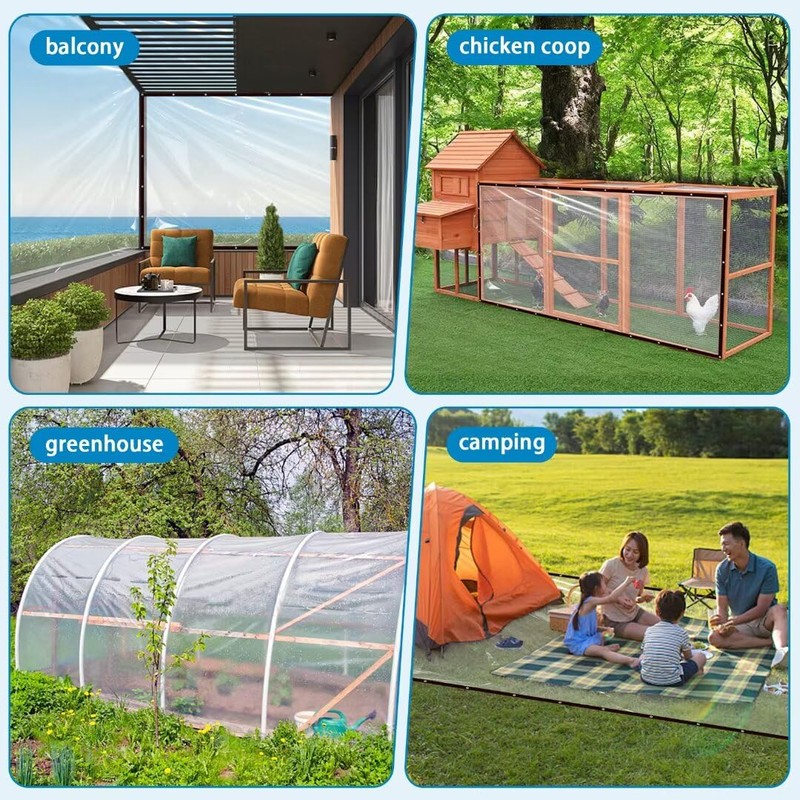 Plane Transparent mit öSen Abdeckplane Wasserdicht Durchsichtige Tarp 1x1m für