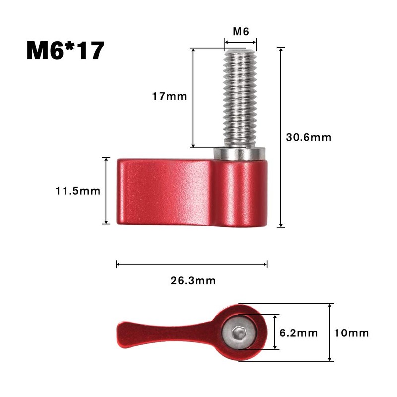 SPEEDWOX 2 Pcs M6 17mm Adjustable Lever Thumb Screw with