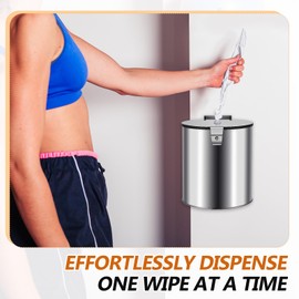 Zonon Stainless Steel Wall Mount Wipe Dispenser Fits Wipes on Rolls 11 x 10'' Tissue Holder Refillable Container for Fitness Clubs Schools Daycares Commercial and Residential Facilities (Round)
