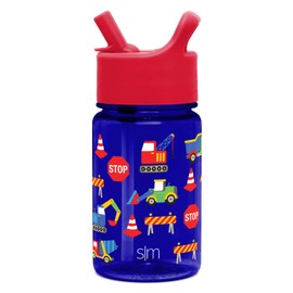 Simple Modern Botella de Agua para Niños/a de Plástico, Libre de BPA, con Tapa a Prueba de Fugas y Pajita | Duradero para Niños Pequeños, Niños, Niñas | Summit Colección| 355ml | Under Construction