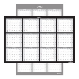 WallDeca Large Annual 2022 Erasable Laminated Wall Calendar, Jan 2022 - Dec 2022, 24 x 36 Inch, 2-Sided Reversible Vertical/Horizontal, Mounting Tape Included (Jan 2022 - Dec 2022)