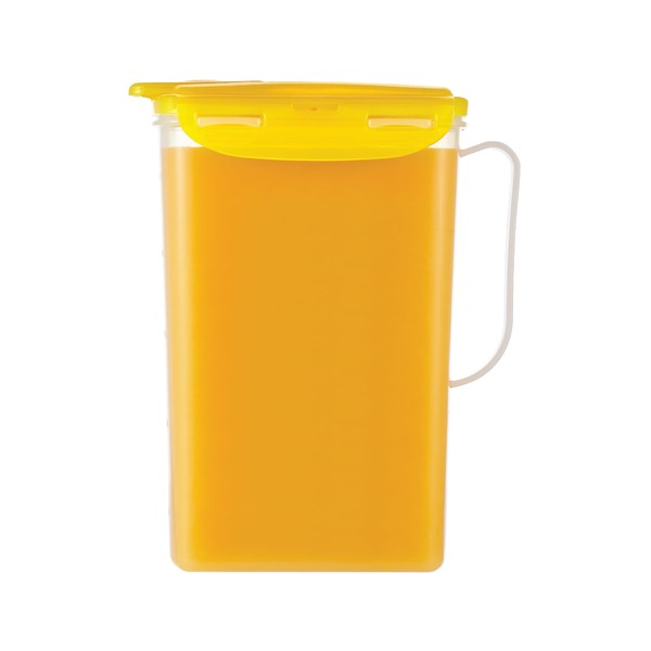 LocknLock Aqua Fridge Door Water Jug with Handle BPA Free Plastic Pitcher with Flip Top Lid Perfect for Making Teas and Juices, 2 Quarts, Yellow