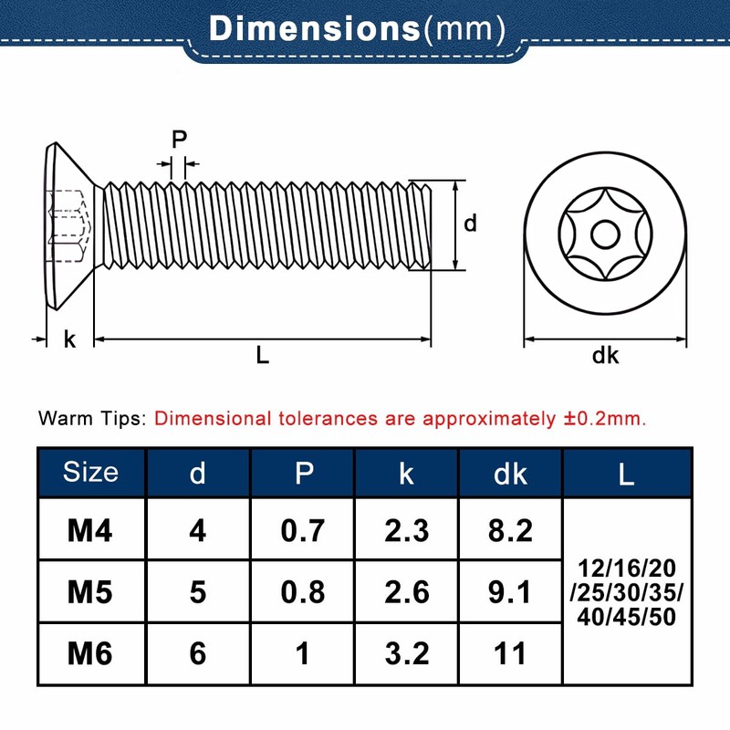 Drenky M4 x 45 mm Countersunk Screws Stainless Steel V2A