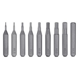 Sourcing Map 9pcs H0.7-H4.0 Hex Screwdriver Bit Set - 5/32" Hex Shank - 28mm Length - Magnetic - S2 Steel - For Electric/Manual Screwdrivers & Drills