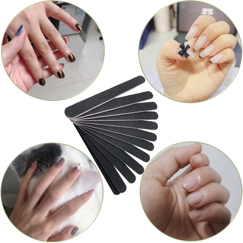 LIDOUK 12Pcs Nail Files Double Sided Emery Board (100/180 Grit)